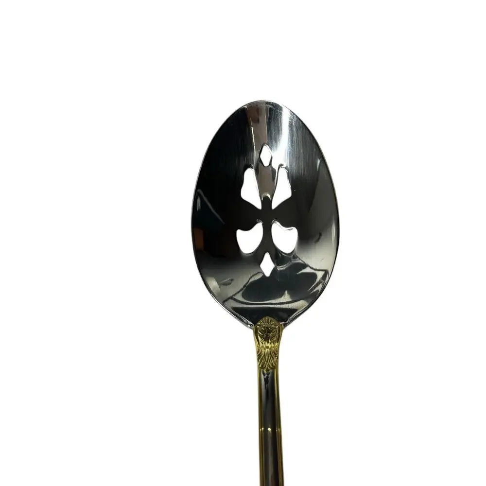 Royal Albert OLD COUNTRY ROSES Stainless Slotted Serving Spoon Gold Flatware